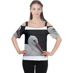 Wild Stork Bird Women s Cutout Shoulder Tee