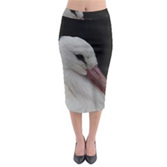 Wild Stork Bird Midi Pencil Skirt