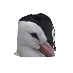 Wild Stork Bird, Close-up Drawstring Pouches (large)  by picsaspassion