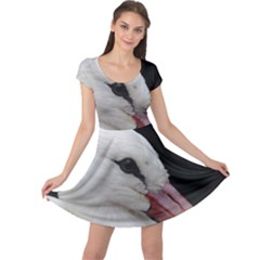 Wild Stork Bird, Close-up Cap Sleeve Dresses