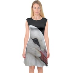 Wild Stork Bird, Close-up Capsleeve Midi Dress by picsaspassion