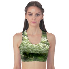 White Summer Flowers Sports Bra