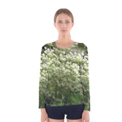 White Summer Flowers Women s Long Sleeve Tee