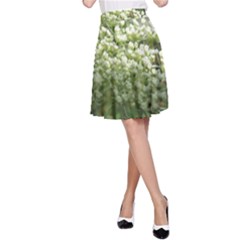 White Summer Flowers A-line Skirt