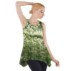 White Summer Flowers Side Drop Tank Tunic