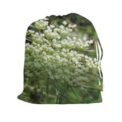 White Summer Flowers Drawstring Pouches (xxl)