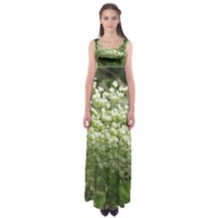 White Summer Flowers Empire Waist Maxi Dress