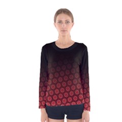 Ombre Black And Red Pasion Floral Pattern Women s Long Sleeve Tee