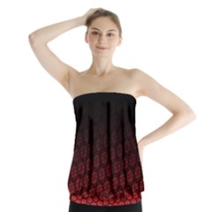 Ombre Black And Red Pasion Floral Pattern Strapless Top by DanaeStudio