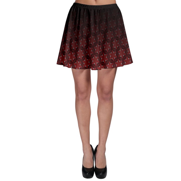 Ombre Black and Red Passion Floral Pattern Skater Skirt