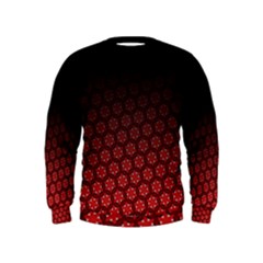 Ombre Black And Red Passion Floral Pattern Kids  Sweatshirt