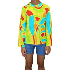 Colorful Decor Kids  Long Sleeve Swimwear