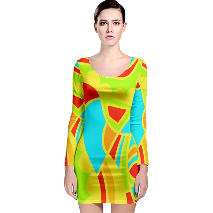 Colorful decor Long Sleeve Bodycon Dress