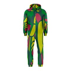 Green Abstract Decor Hooded Jumpsuit (kids)