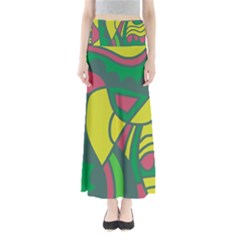 Green Abstract Decor Maxi Skirts