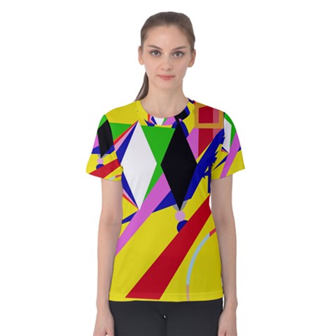 Yellow Abstraction Women s Cotton Tee by Valentinaart