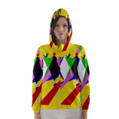 Yellow Abstraction Hooded Wind Breaker (women) by Valentinaart