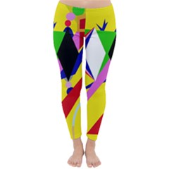 Yellow Abstraction Winter Leggings 