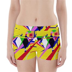 Yellow Abstraction Boyleg Bikini Wrap Bottoms