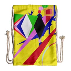 Yellow Abstraction Drawstring Bag (large)