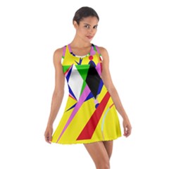 Yellow Abstraction Cotton Racerback Dress