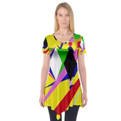 Yellow Abstraction Short Sleeve Tunic 