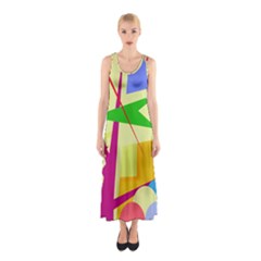 Colorful Abstract Art Sleeveless Maxi Dress