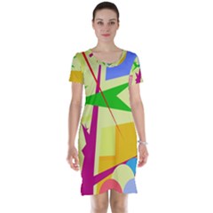 Colorful Abstract Art Short Sleeve Nightdress