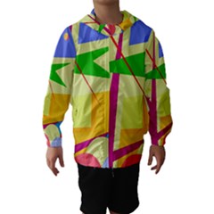 Colorful Abstract Art Hooded Wind Breaker (kids) by Valentinaart