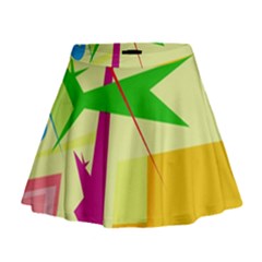 Colorful Abstract Art Mini Flare Skirt