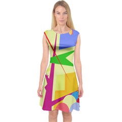 Colorful Abstract Art Capsleeve Midi Dress by Valentinaart