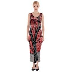 Decorative Tree 1 Fitted Maxi Dress