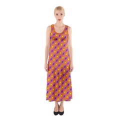 Vibrant Retro Diamond Pattern Sleeveless Maxi Dress