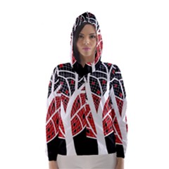 Decorative tree 3 Hooded Wind Breaker (Women)