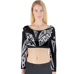 Black And White Tree Long Sleeve Crop Top by Valentinaart