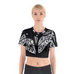 Black And White Tree Cotton Crop Top by Valentinaart