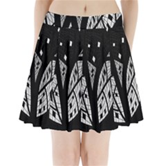 Black And White Tree Pleated Mini Skirt