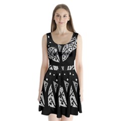 Black And White Tree Split Back Mini Dress 