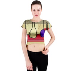 Decorative Art Crew Neck Crop Top