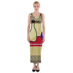 Decorative Art Fitted Maxi Dress