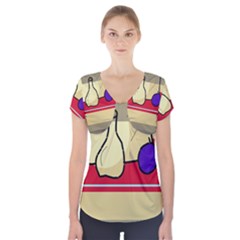 Decorative Art Short Sleeve Front Detail Top by Valentinaart