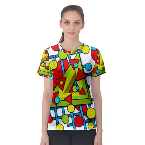 Crazy Geometric Art Women s Sport Mesh Tee by Valentinaart