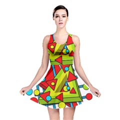 Crazy Geometric Art Reversible Skater Dress by Valentinaart