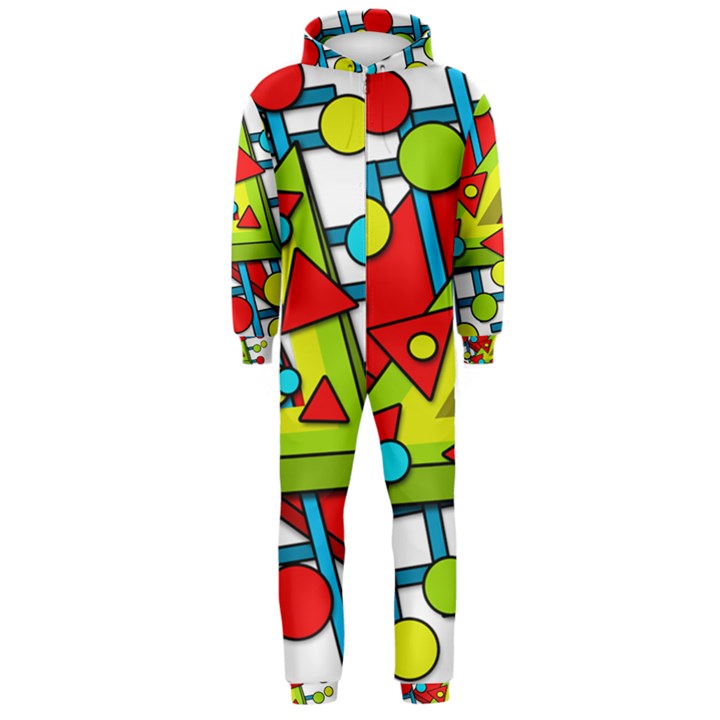 Crazy geometric art Hooded Jumpsuit (Men) 