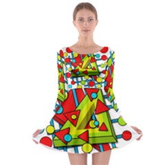 Crazy Geometric Art Long Sleeve Skater Dress by Valentinaart