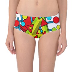 Crazy Geometric Art Mid-waist Bikini Bottoms