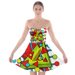 Crazy Geometric Art Strapless Bra Top Dress