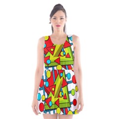 Crazy Geometric Art Scoop Neck Skater Dress by Valentinaart