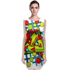 Crazy Geometric Art Classic Sleeveless Midi Dress