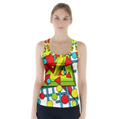 Crazy Geometric Art Racer Back Sports Top by Valentinaart